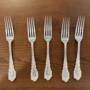 Vintage “Rogers and Hamilton 12” Solverplate  Dinner Forks. Set of 5